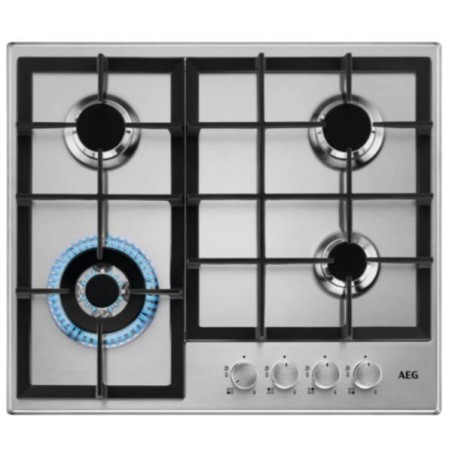 NUOVO MODELLO PIANO GAS HGB64400SM 60CM 4F INOX Aeg Cod. 949640849 Piani Cottura A Gas
