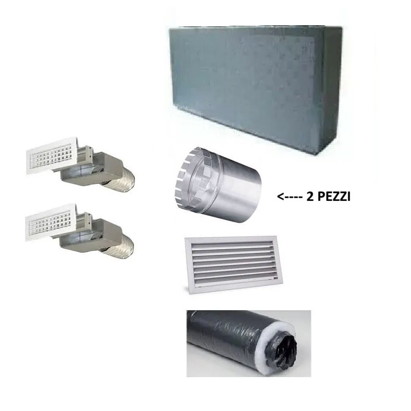150 mm - Kit per Distribuzione dell'aria 2 vie 2 uscite per climatizzatori condizionatori canalizzat