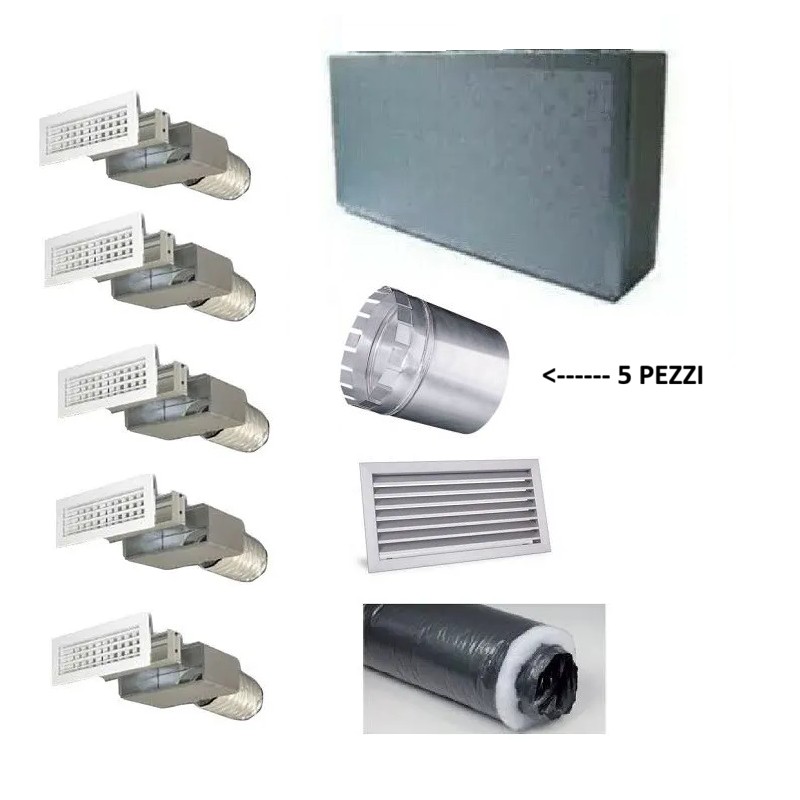 200 mm - Kit per Distribuzione dell'aria 5 vie 5 uscite per climatizzatori condizionatori canalizzat