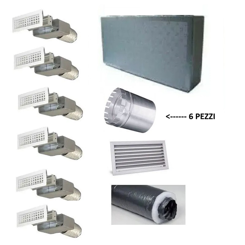 150 mm - Kit per Distribuzione dell'aria 6 vie 6 uscite per climatizzatori condizionatori canalizzat