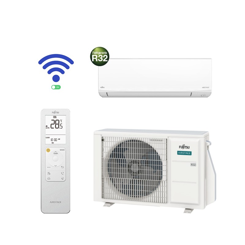 Garanzia Italia | Climatizzatore Condizionatore R32 A++ Fujitsu KJ White ASEH14KJCAL + AOEH14KJCA 14000 btu Inverter WiFi