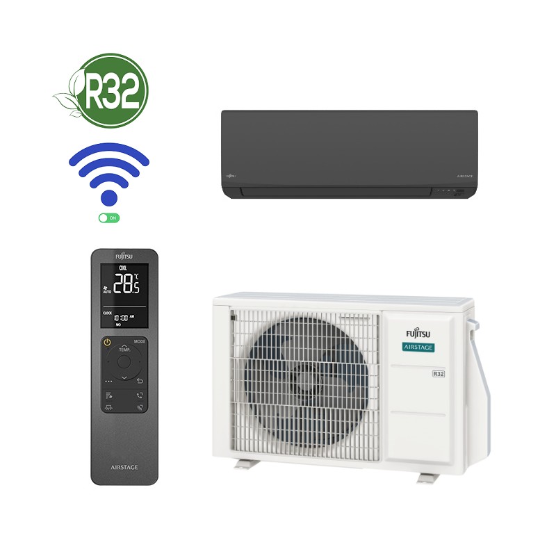 Garanzia Italia | Climatizzatore Condizionatore R32 A++ Fujitsu KJ Black ASEH14KJCALB + AOEH14KJCA 14000 btu Inverter WiFi Garanzia Italia | Climatizzatore Condizionatore R32 A++ Fujitsu KJ Black ASEH14KJCALB + AOEH14KJCA 14000 btu Inverter WiFi