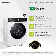 PROMOZIONE Samsung LAVATRICE 9 KG 1400G  CL.A -20 Cod. WW90DB7U94GEU3 A Carica Frontale