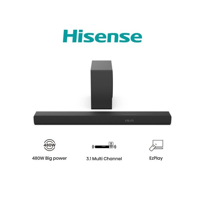 PROMOZIONE Hisense SOUNDBAR HS3100 3.1 DOLBY+SUBW 480W Cod. HS3100 SoundBar PROMOZIONE Hisense SOUNDBAR HS3100 3.1 DOLBY+SUBW 480W Cod. HS3100 SoundBar