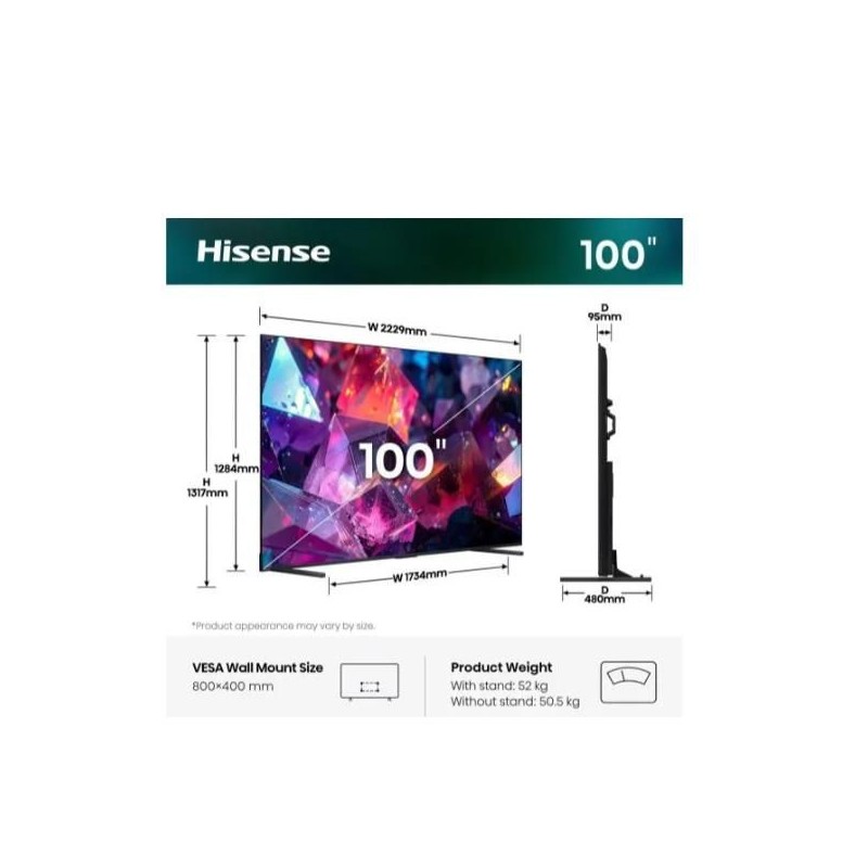 PROMOZIONE Hisense 100 E7S PRO QLED 4K UHD SMART 144HZ Cod. 100E7S-PRO TV