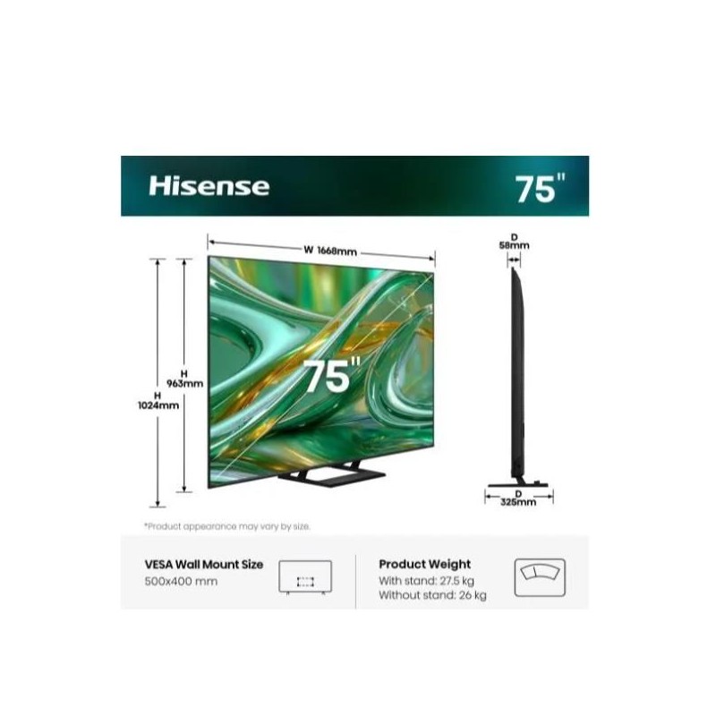PROMOZIONE Hisense 75 E89S MINI LED 4K UHD VIDAA 144HZ Cod. 75E89S TV