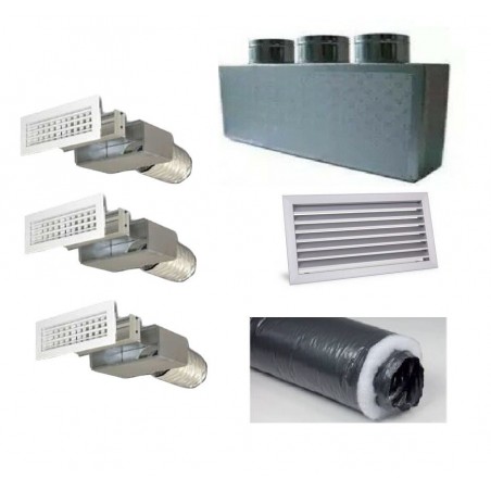 Kit per Distribuzione dell'aria 3 vie 3 uscite per climatizzatori condizionatori canalizzati canalizzabili COMPLETO