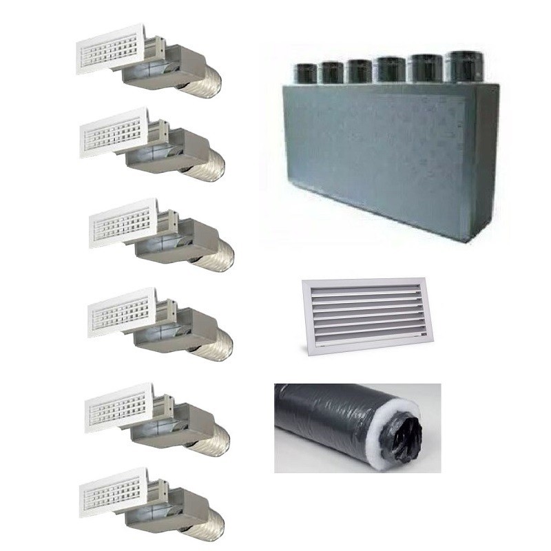 Kit per Distribuzione dell'aria 6 vie 6 uscite per climatizzatori condizionatori canalizzati canalizzabili COMPLETO