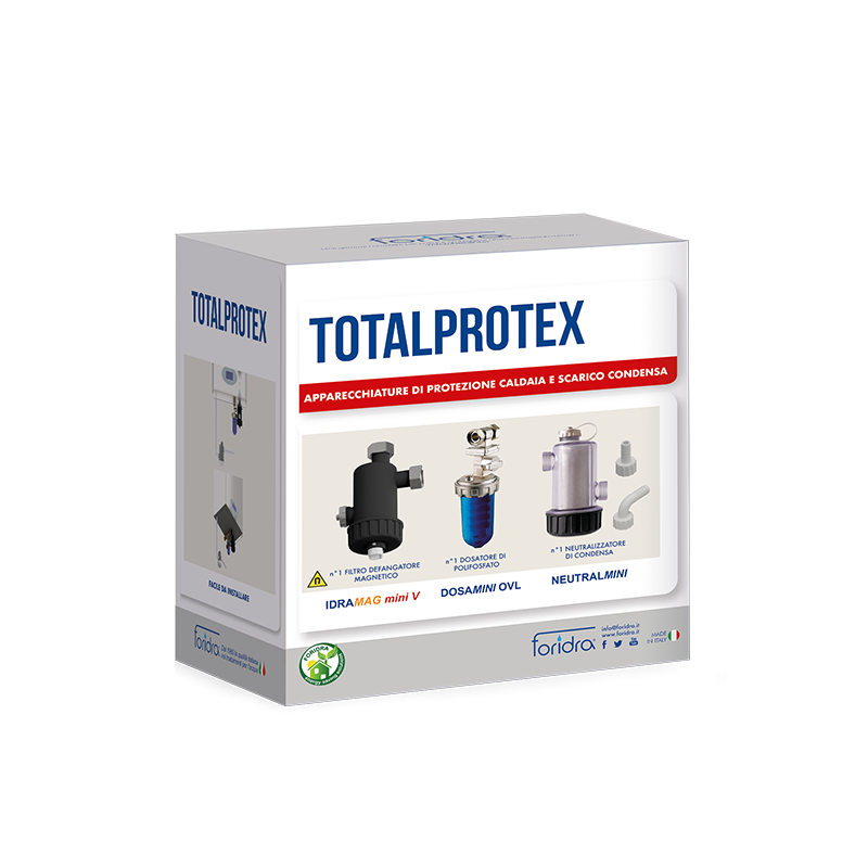 Kit Salva caldaia - Defangatore filtro magnetico + dosatore polifosfati + neutralizzatore condensa TOTAL PROTEX