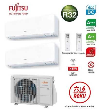NUOVO Condizionatore Climatizzatore R32 WIFI Fujitsu Dual Split 12000 + 12000 AOEG24KBCA3 + 2x ASEH12KGTG