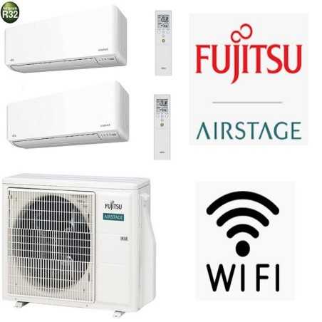 GARANZIA ITALIA ULTIMA VERSIONE Condizionatore R32 Fujitsu Dual Split 7000 + 18000 AOEG24KBCA3 ASEH07KMCG ASEG18KMTE